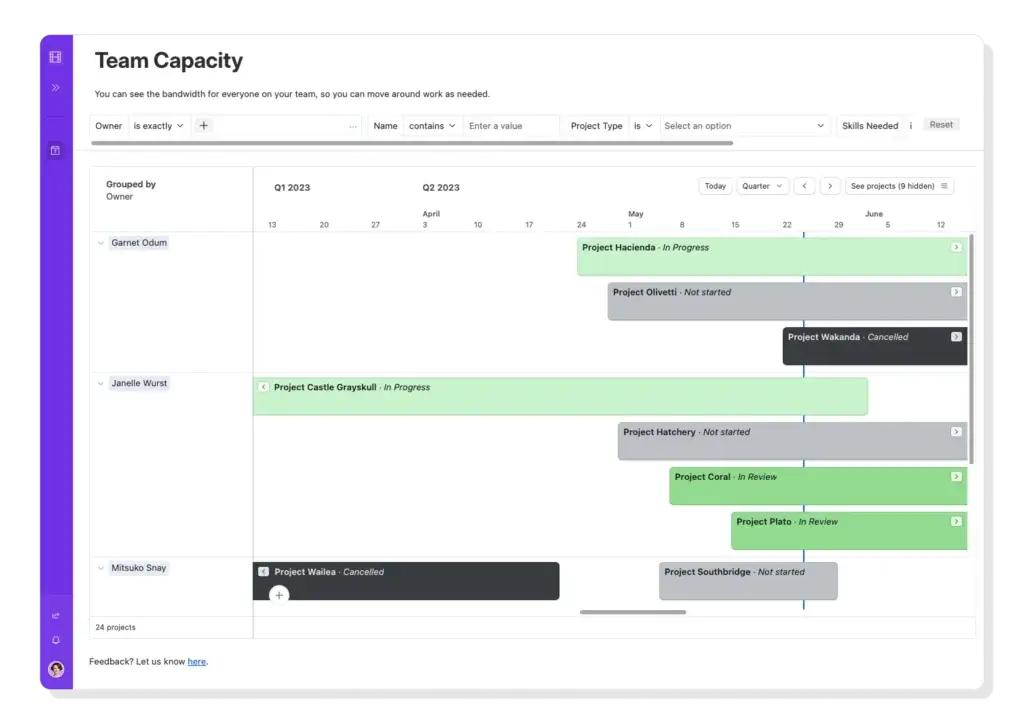 Airtable timeline view for team capacity management
