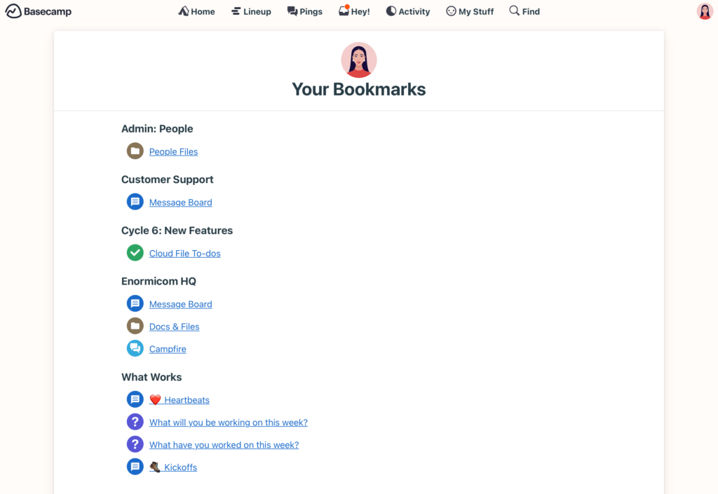 Bookmarks at Basecamp