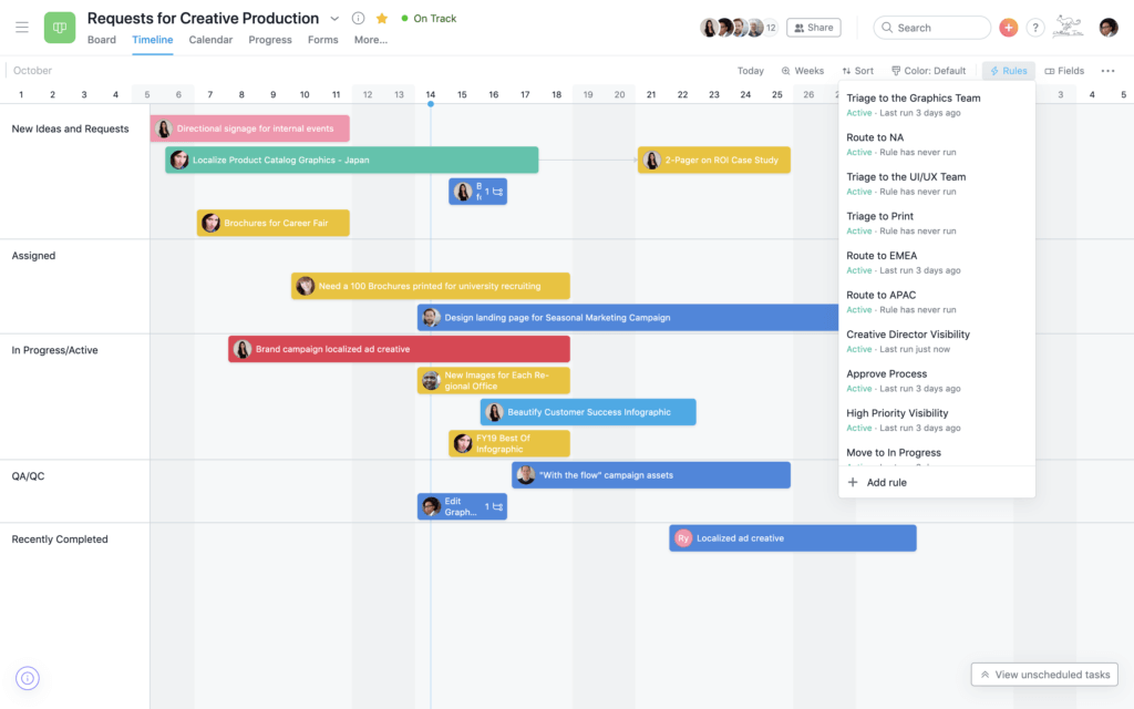 Asana gantt chart