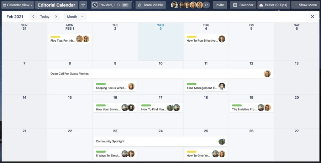 Trello calendar