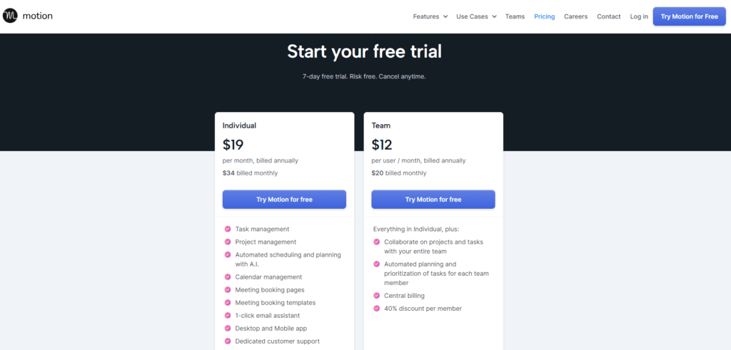 Motion pricing