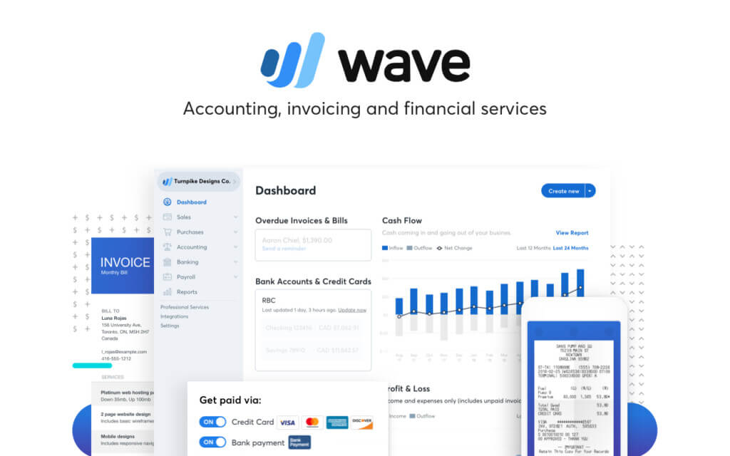 Wave branding highlighting accounting and financial services