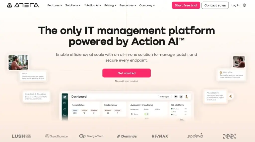 Atera IT management platform powered by Action AI.