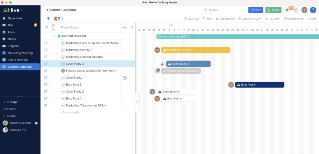 Hive Gantt view