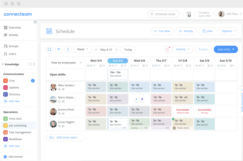 Connecteam shift schedule