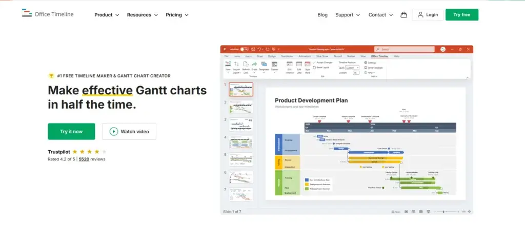 Office timeline home page