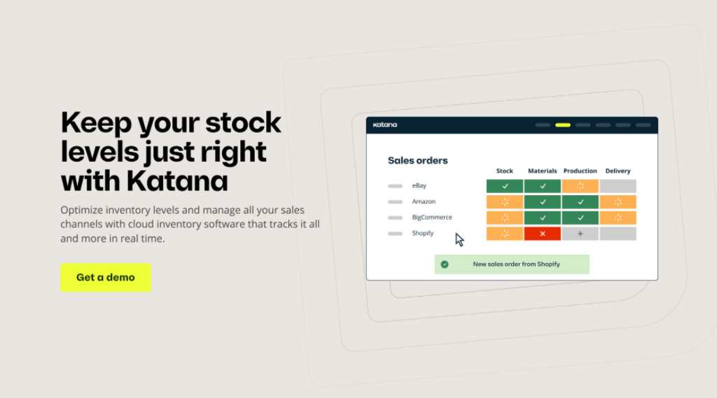 Katana sales order tracking across eCommerce platforms.