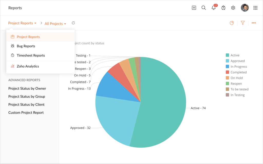 Zoho projects reports