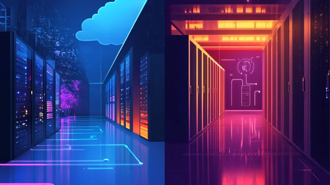 Side-by-side comparison of cloud and on-premise servers.