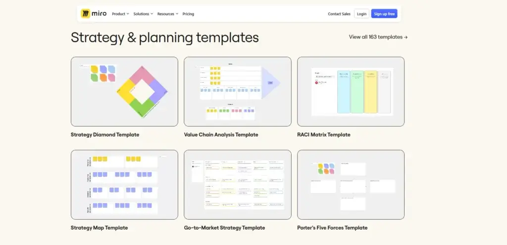 miro project management templates