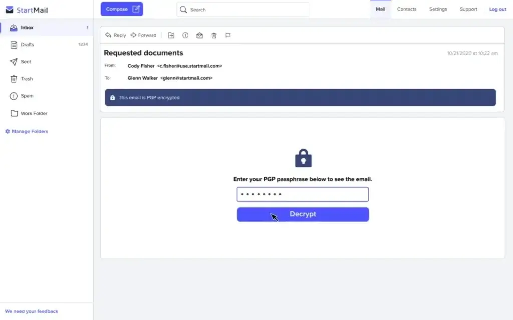 Startmail product
