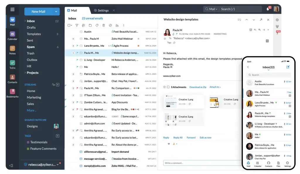 Zoho mail product