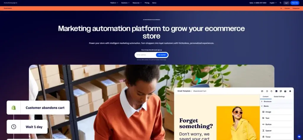 activecampaign homepage