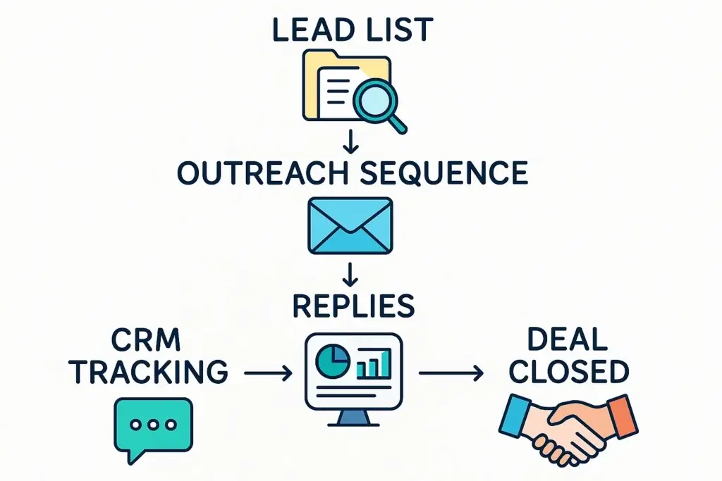 Outbound Sales for Startups: Build Your Strategy with the Right Tools and Templates visualized in a funnel diagram