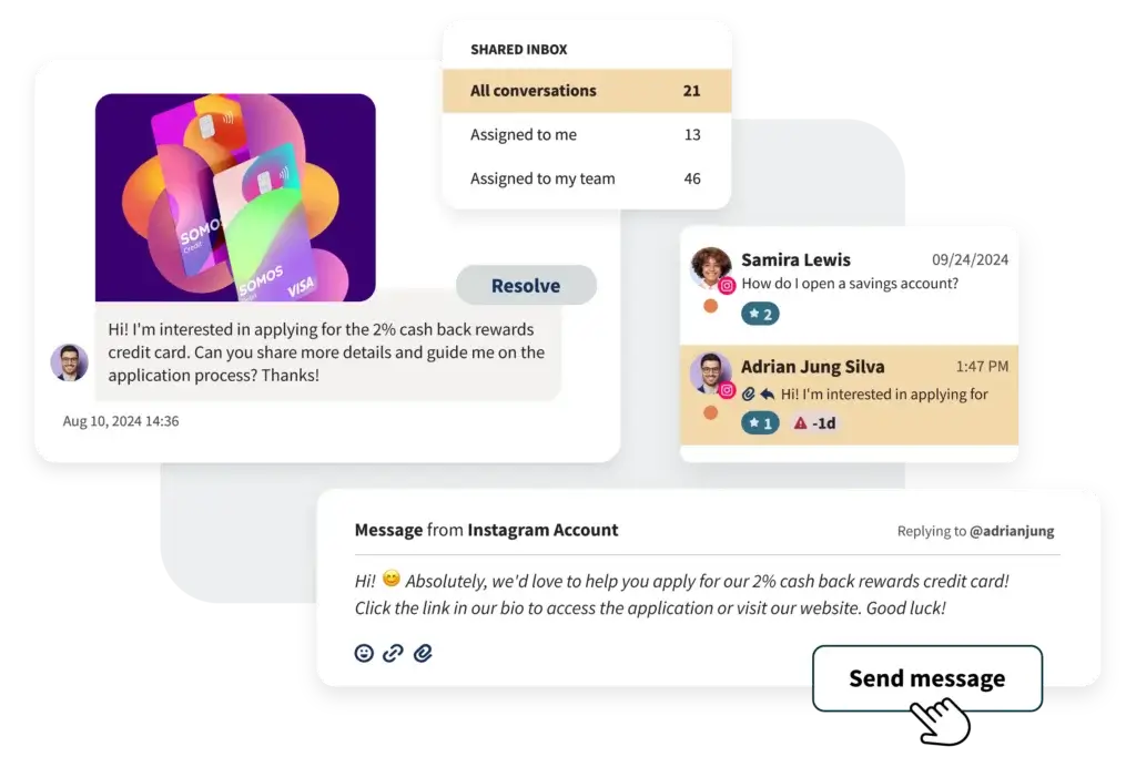 Hootsuite shared inbox and customer conversation management interface