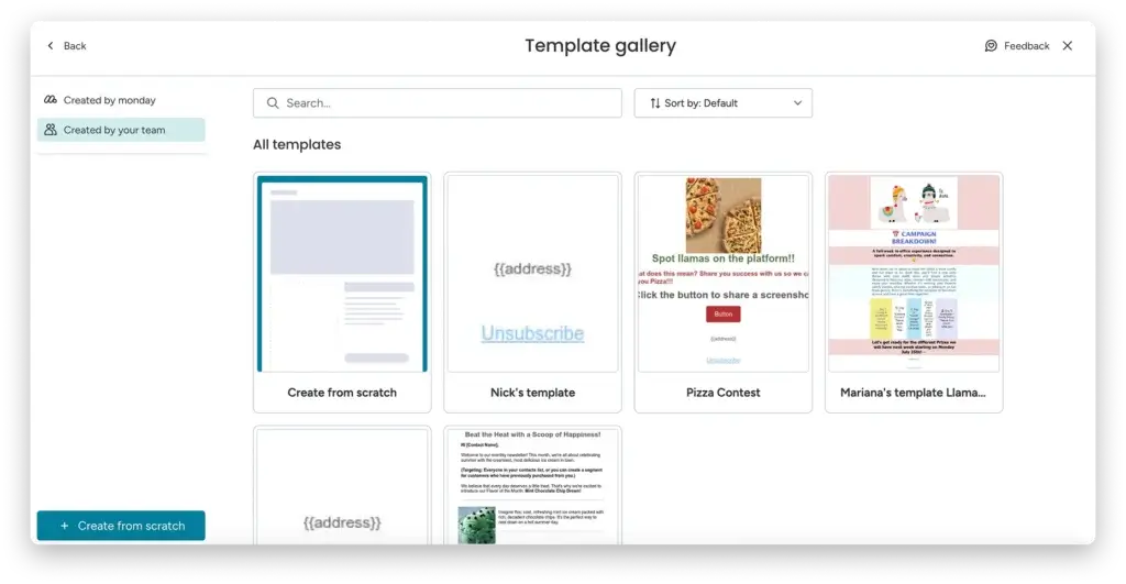 monday campaigns template gallery for email design