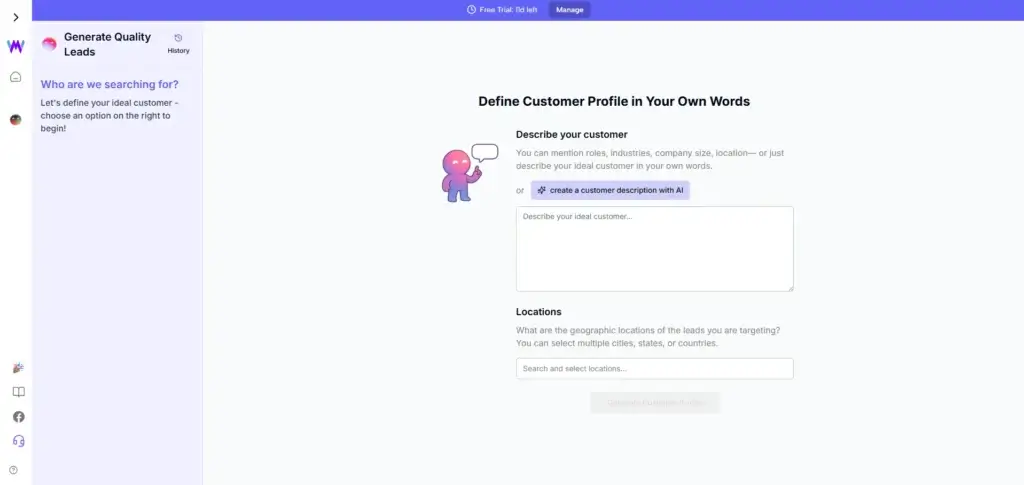 Enso lead generation tool with customer profile form and location selection