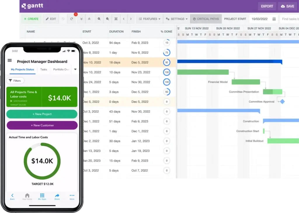 quickbase gantt product-screenshots-mobile-and-gantt
