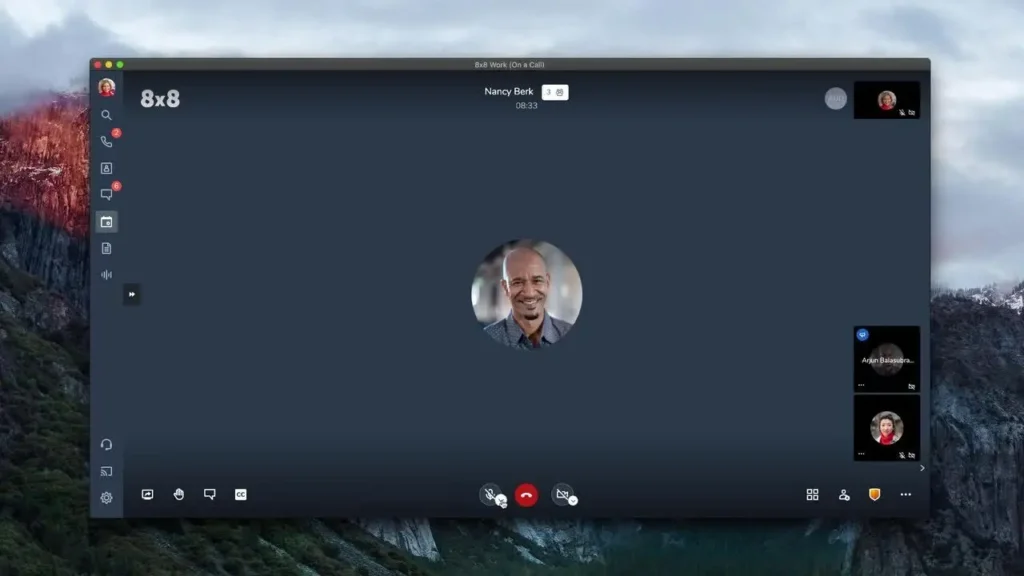 8x8 interface during an ongoing business call