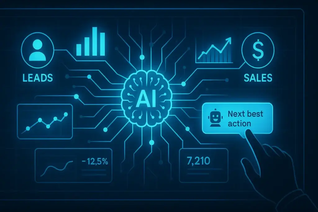 AI predictive analytics dashboard generating sales forecasts