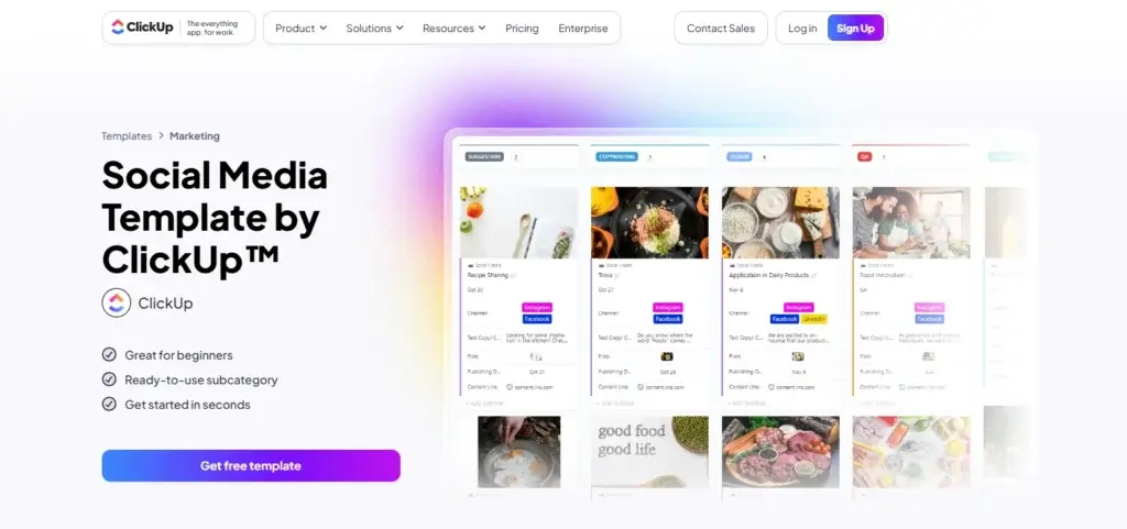 ClickUp social media template