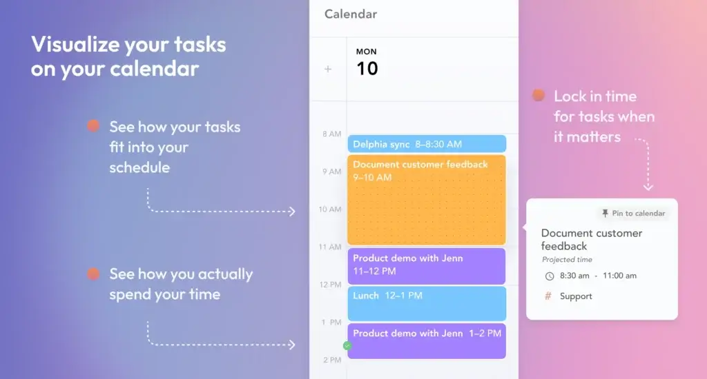 Sunsama timeboxing view displaying tasks scheduled on a calendar