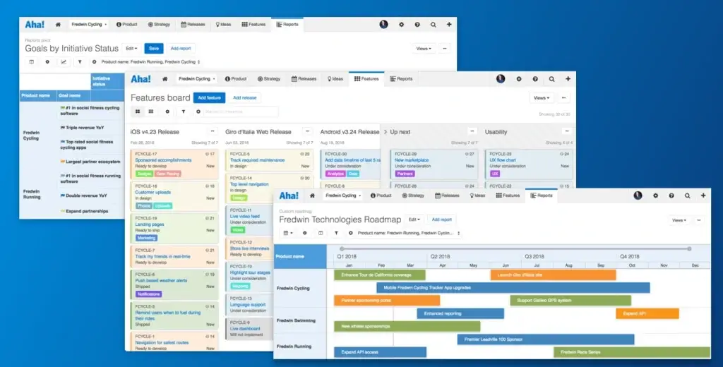 Aha! product roadmap and features board view