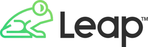 Leap software logo with frog icon