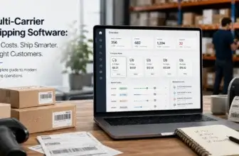 Multi-carrier shipping software dashboard comparing ecommerce shipping rates and delivery options.