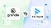 Granola vs Fathom comparison showing both AI meeting assistant logos with note-taking and recording icons