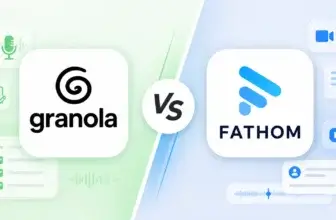 Granola vs Fathom comparison showing both AI meeting assistant logos with note-taking and recording icons
