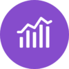 Purple Adobe Analytics icon with a white bar chart and rising trend line