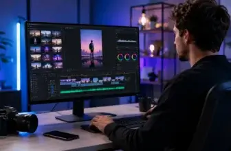 Creative professional using a video editing workspace for social and marketing content