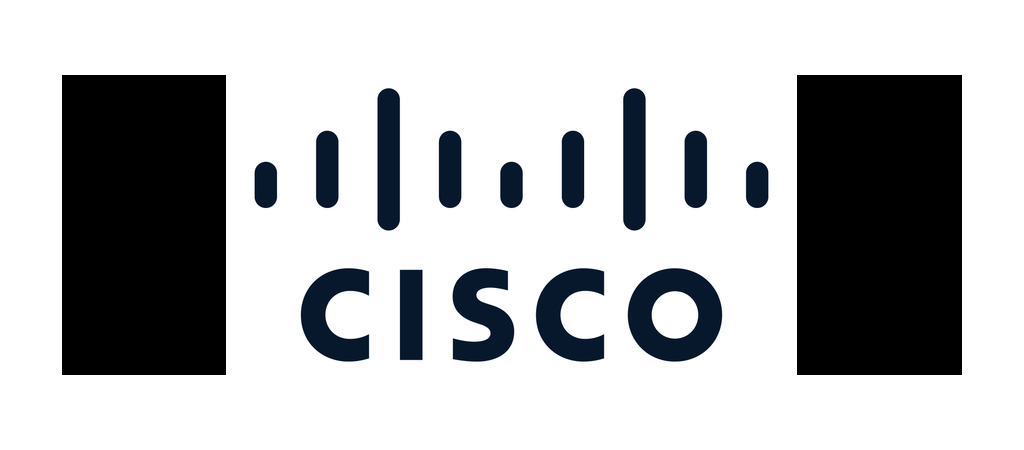 Cisco logo with dark blue lettering and bridge bars