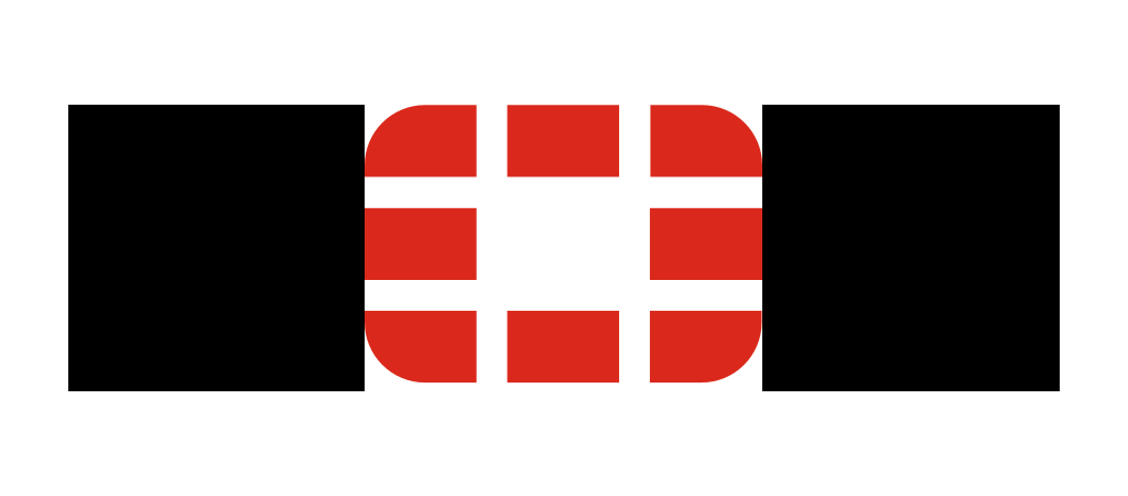Fortinet red emblem centered on a black rectangular background