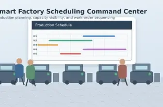 Manufacturing scheduling system dashboard in a modern factory control room