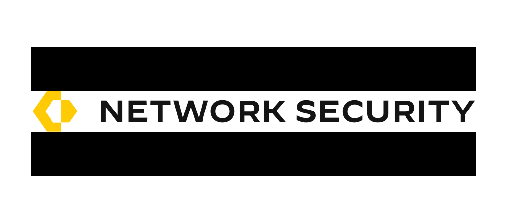 Network Security wordmark with a yellow geometric icon